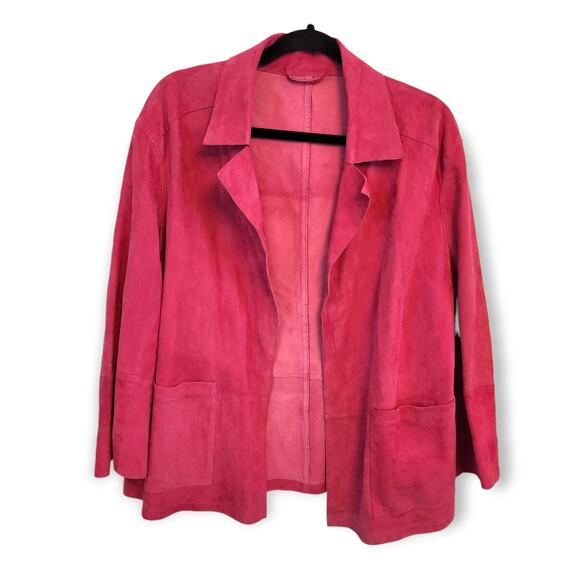 Sylvie Schimmel Women's Pink Open Waist Length Goat Leather Coat Size 44 - Picture 1 of 10